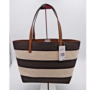 NWT Michael Kors Striped Canvas Large Tote